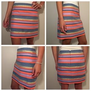 J.Crew Mini Skirt in Stripe Rainbow/Denim